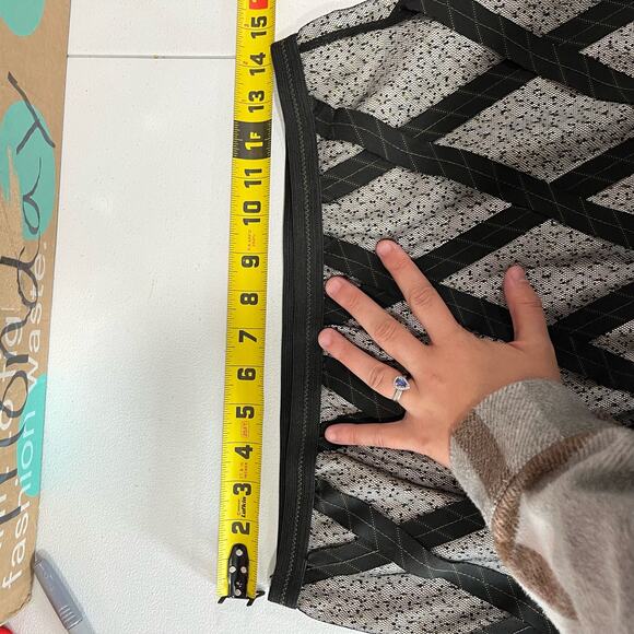 Vintage Tom K Nguyen Mesh Overlay Knee Length Skirt - Picture 5 of 6